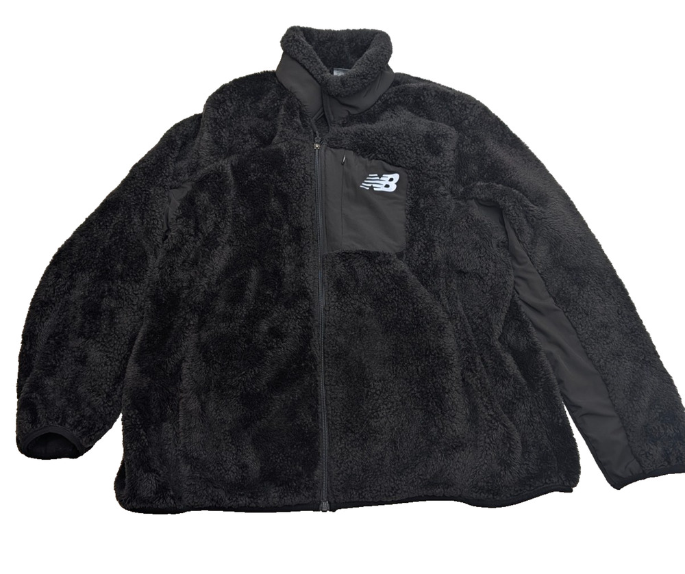 New Balance NB Fleece Jacket Womens 2X XXL Black Solid Long Sleeve Full Zip